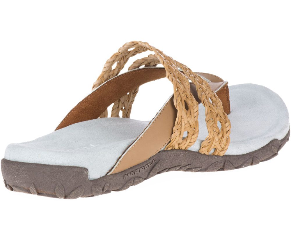 Merrell Sandals Brown/White - Terran Braid Thong - Womens 46VXLOFCH